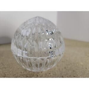 Clear Glass Oval Easter Egg Trinket Box Lidded Jewelry Vanity Dish Decor